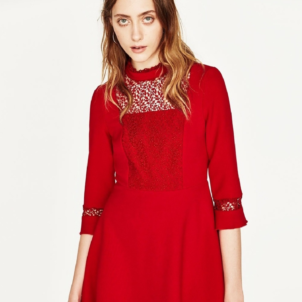 Red Crochet Lace Dress